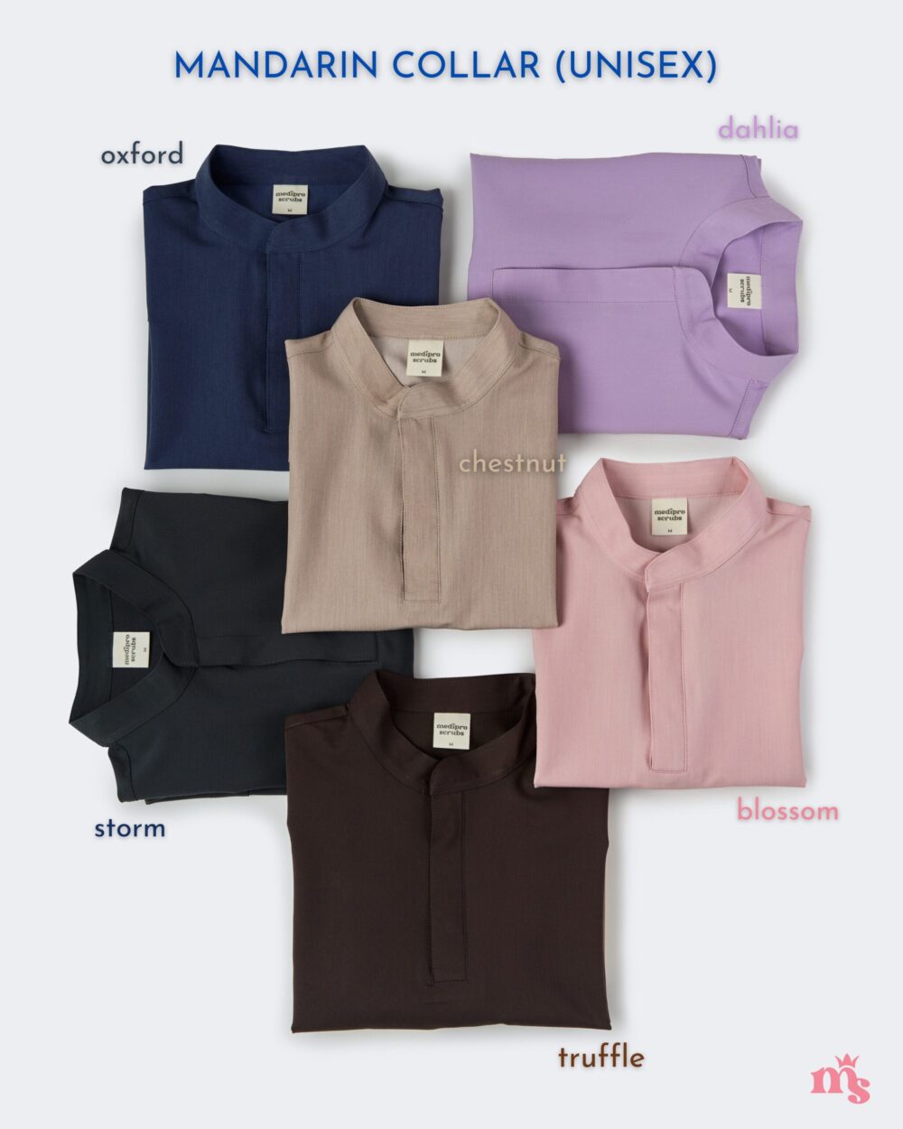 [NEW] Stellar Stretch – Mandarin Collar Scrub Top (Unisex)