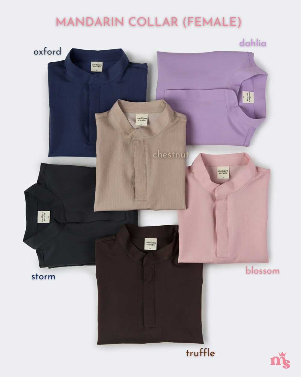 [NEW] Stellar Stretch – Mandarin Collar Scrub Top (Female)